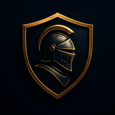 Regal warrior helmet shield crest in deep gold and midnight armor for Kolkata T20 odds